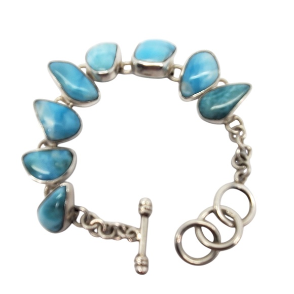 Krystyna's Sterling Silver Larimar Chain Toggle Bracelet # 20247 - Picture 1 of 10